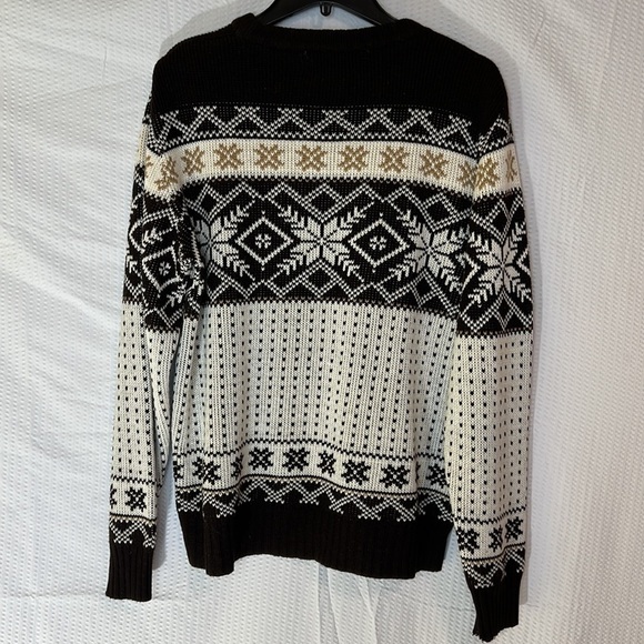 VINTAGE 80s CSM by Coliu St. Marx Dark Brown & Cream Knit Ski Sweater Men's - Picture 2 of 6